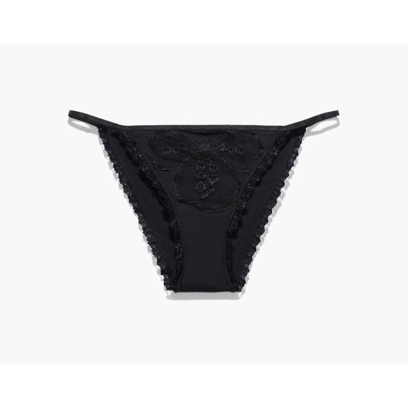 Savage X Fenty A Peek Behind The Lace Black Bralette & String Bikini Sz Lg New - Picture 10 of 13